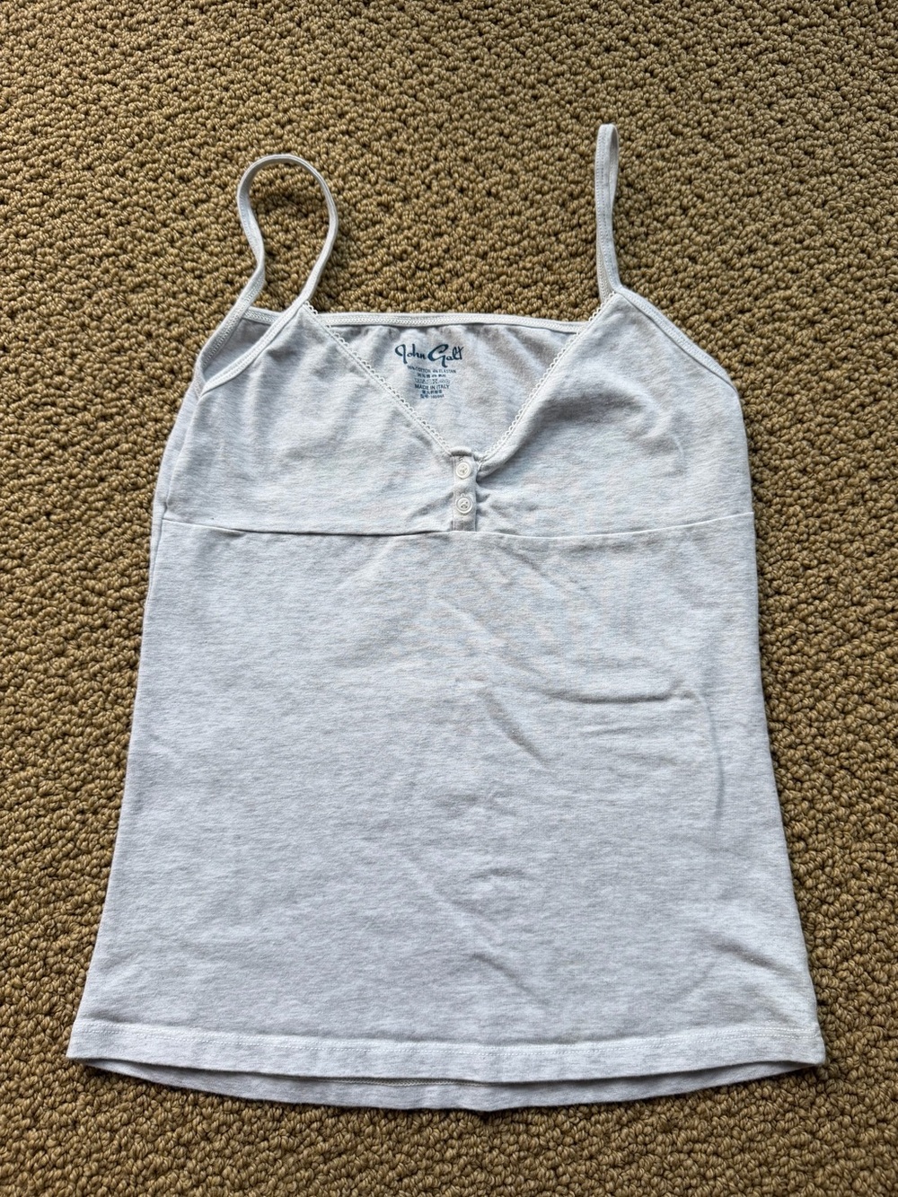 Brandy Melville Light Gray Button-Front Spaghetti Strap Camisole